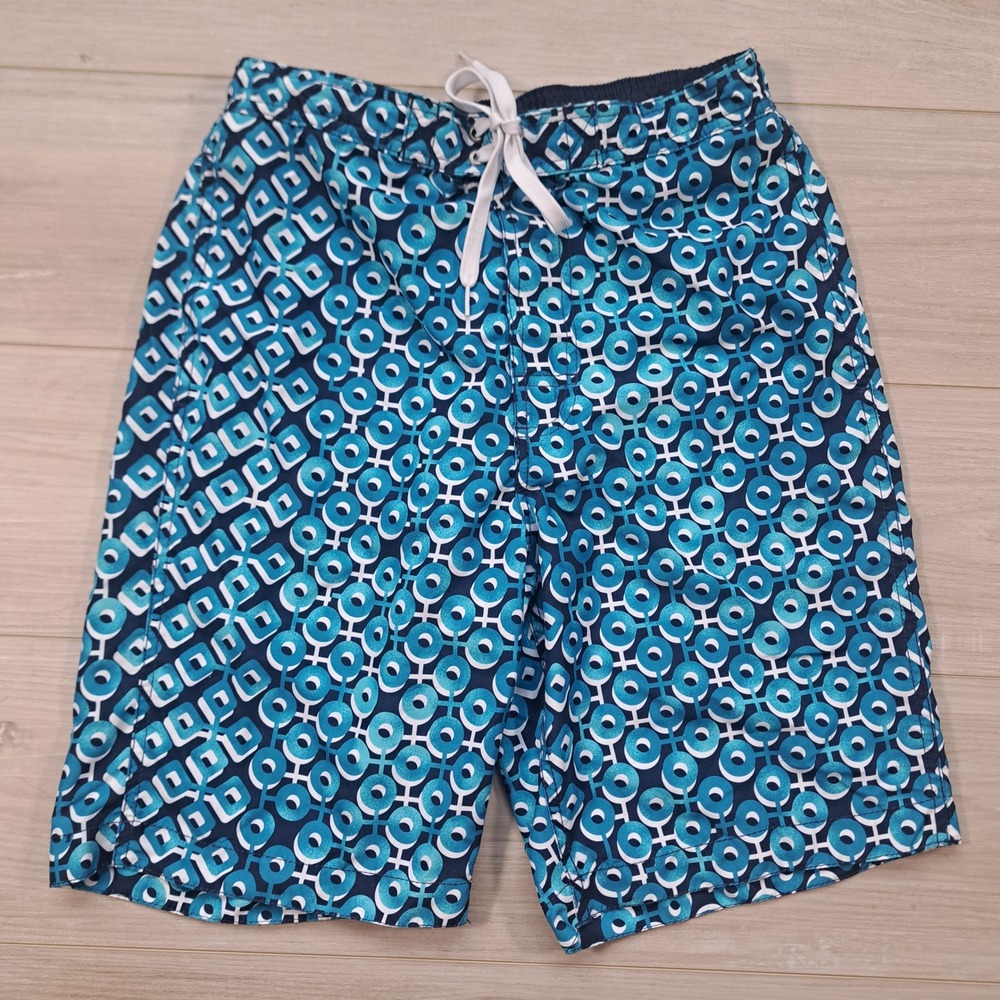 Merona Mens Y2K Blue Geometric Print Swim‎ Trunks Size Small 28-30 Board Shorts